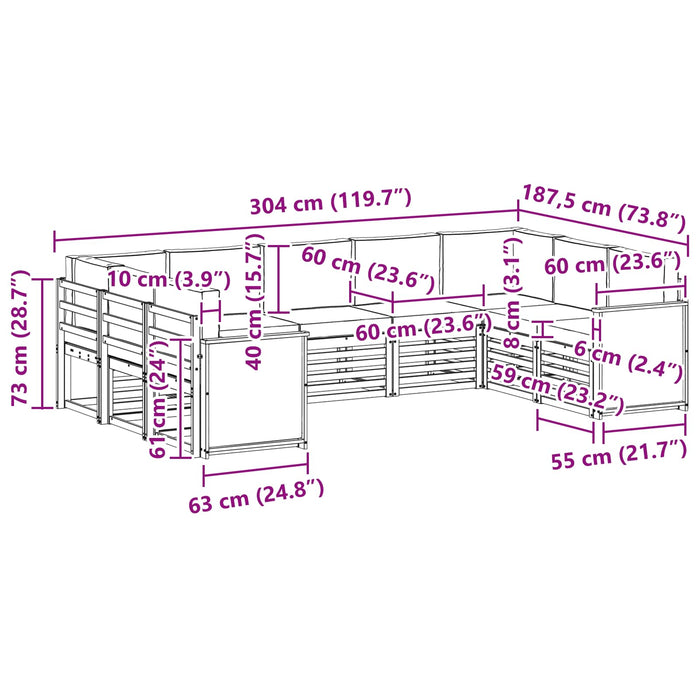 Set canapea sectională cu pernă 7 pcs natural WALTI