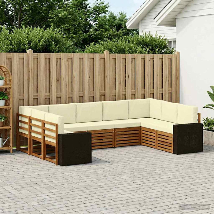Set canapea sectională cu pernă 9 pcs Natural și Crem Poliester WALTI