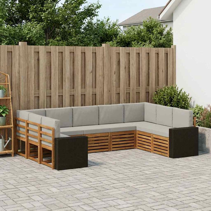 Set de canapele de exterior 9 pcs Natural și gri deschis WALTI