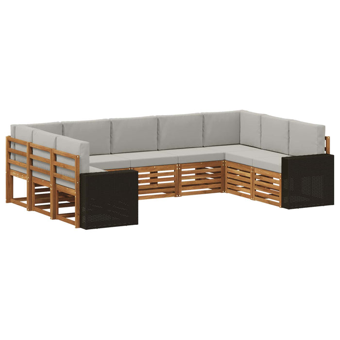 Set de canapele de exterior 9 pcs Natural și gri deschis WALTI