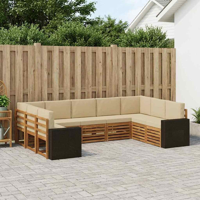 Set canapea sectională cu pernă 9 pcs Natural și Bej Poliester WALTI