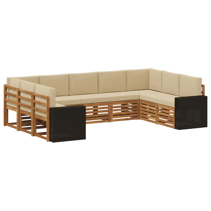 Set canapea sectională cu pernă 9 pcs Natural și Bej Poliester WALTI