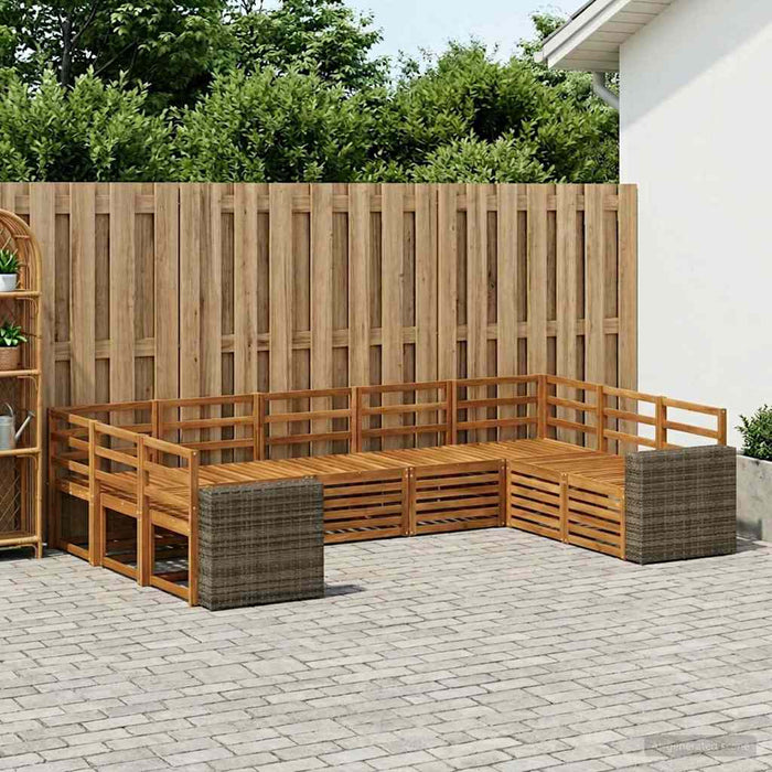 Set canapea sectională 9 pcs natural Lemn Solid de Acacia WALTI