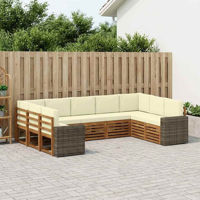 Set canapea sectională cu pernă 9 pcs Natural și Crem Poliester WALTI