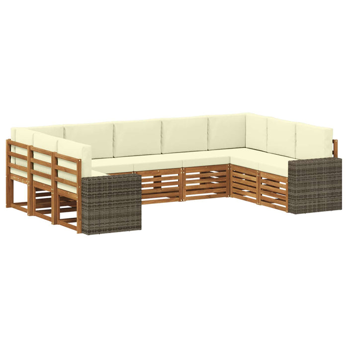 Set canapea sectională cu pernă 9 pcs Natural și Crem Poliester WALTI