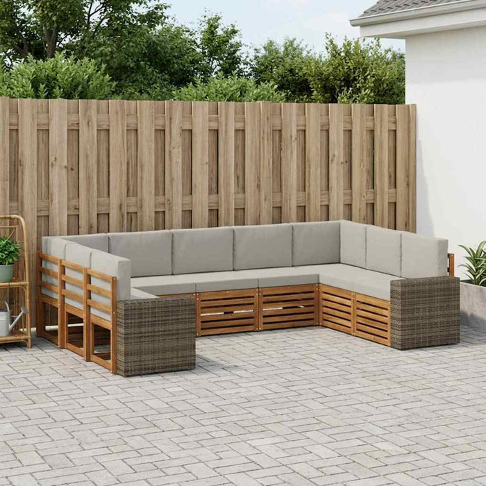 Set canapea sectională 9 pcs Natural și gri deschis Poliester WALTI