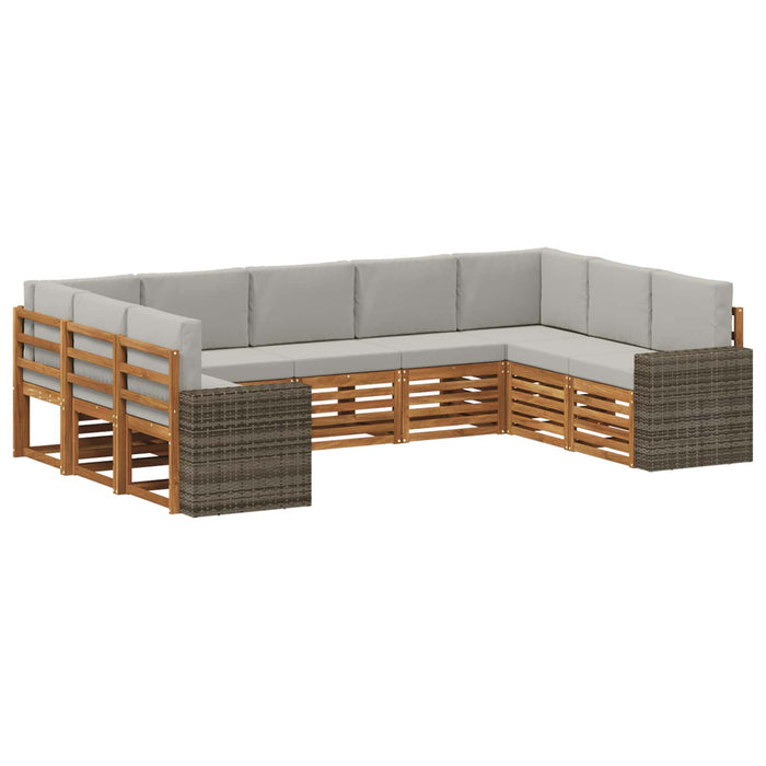 Set canapea sectională 9 pcs Natural și gri deschis Poliester WALTI