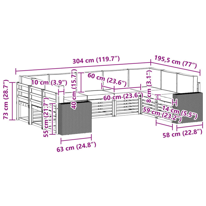 Set canapea sectională 9 pcs Natural și Antracit Poliester WALTI