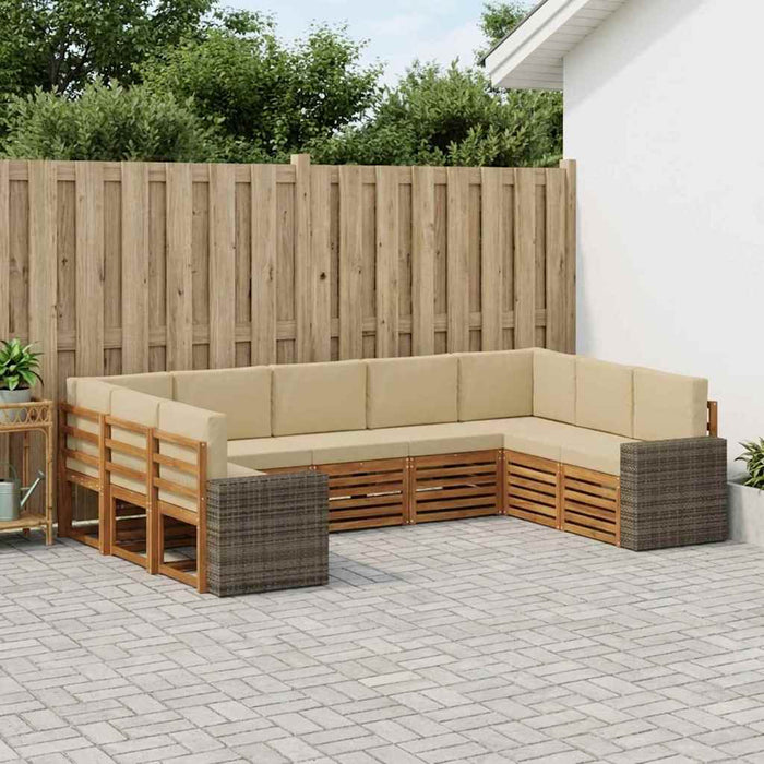 Set canapea sectională cu pernă 9 pcs Natural și Bej Poliester WALTI