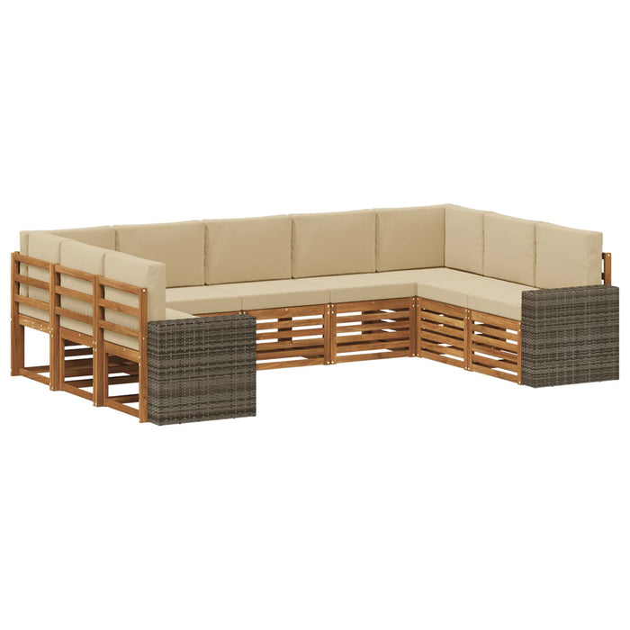 Set canapea sectională cu pernă 9 pcs Natural și Bej Poliester WALTI
