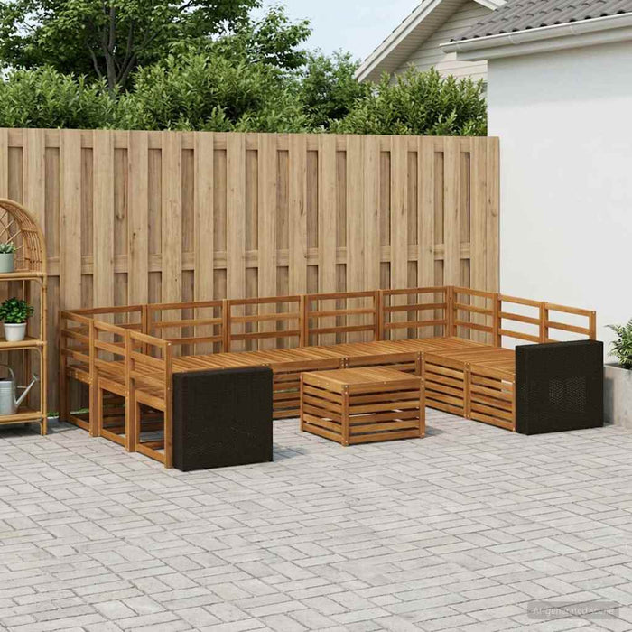 Seturi de canapele 10 pcs natural Lemn Solid de Acacia WALTI
