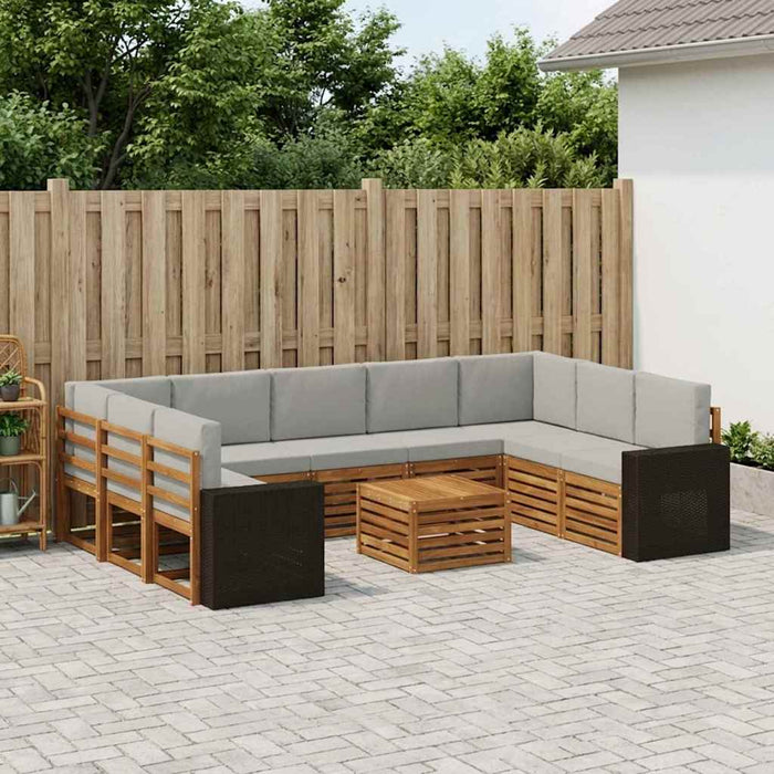 Seturi de canapele cu pernă 10 pcs Natural și gri deschis WALTI