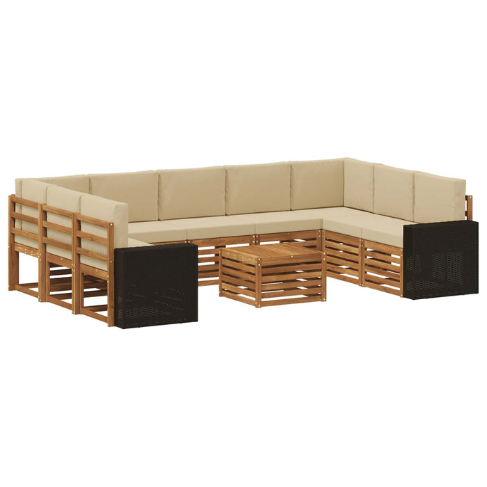 Seturi de canapele 10 pcs Natural și Bej Lemn Solid de Acacia WALTI
