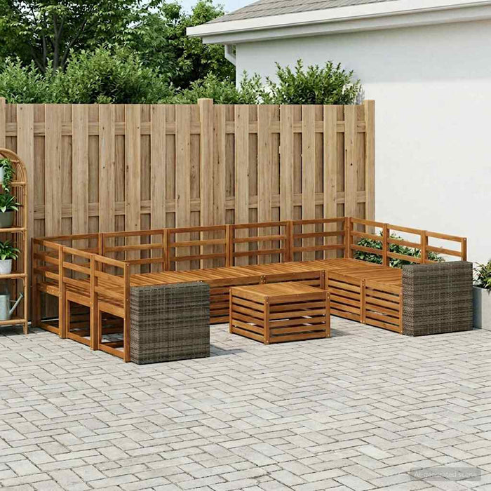 Seturi de canapele 10 pcs natural Lemn Solid de Acacia WALTI