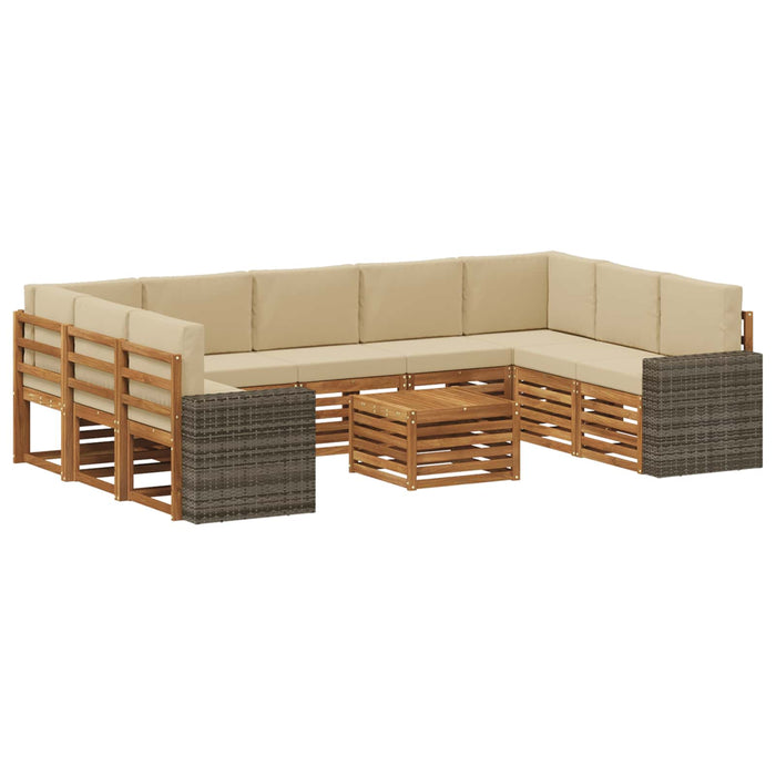 Seturi de canapele 10 pcs Natural și Bej Lemn Solid de Acacia WALTI