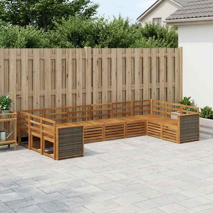Set canapea sectională 7 pcs natural Lemn Solid de Acacia WALTI