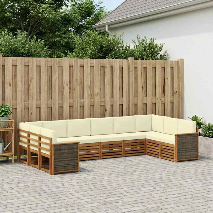 Set canapea sectională cu pernă 7 pcs Natural și Crem WALTI
