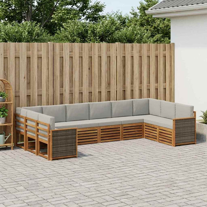 Set canapea sectională cu pernă 7 pcs Natural și gri deschis WALTI