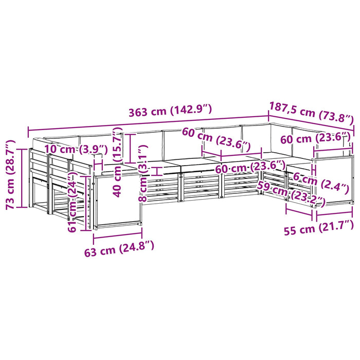Set canapea sectională cu pernă 7 pcs Natural și Antracit WALTI