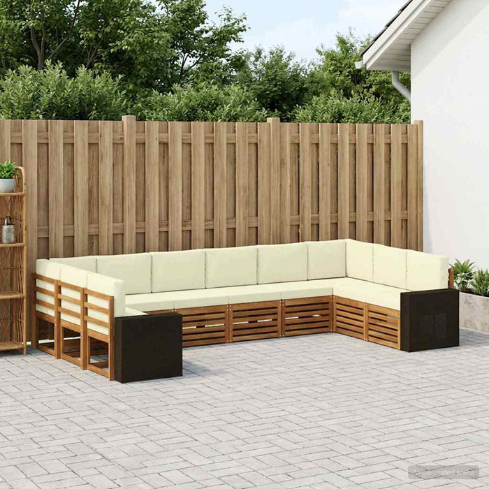 Set de canapele de exterior 10 pcs Natural și Crem Poliester WALTI