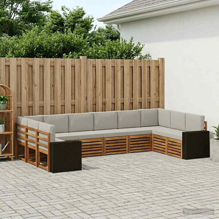 Set canapea sectională 10 pcs Natural și gri deschis Poliester WALTI