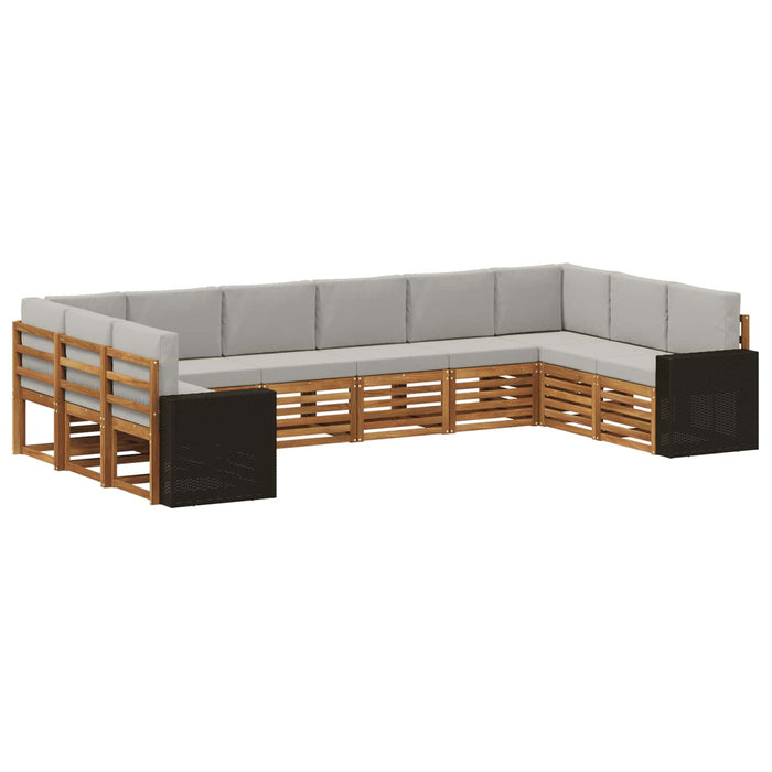 Set canapea sectională 10 pcs Natural și gri deschis Poliester WALTI