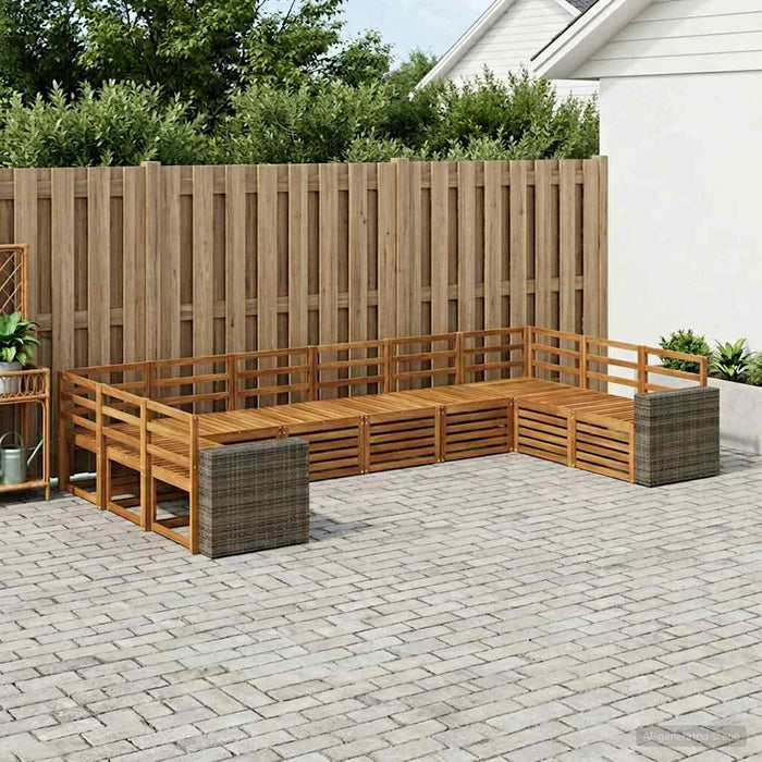 Set de canapele de exterior 10 pcs natural Lemn Solid de Acacia WALTI