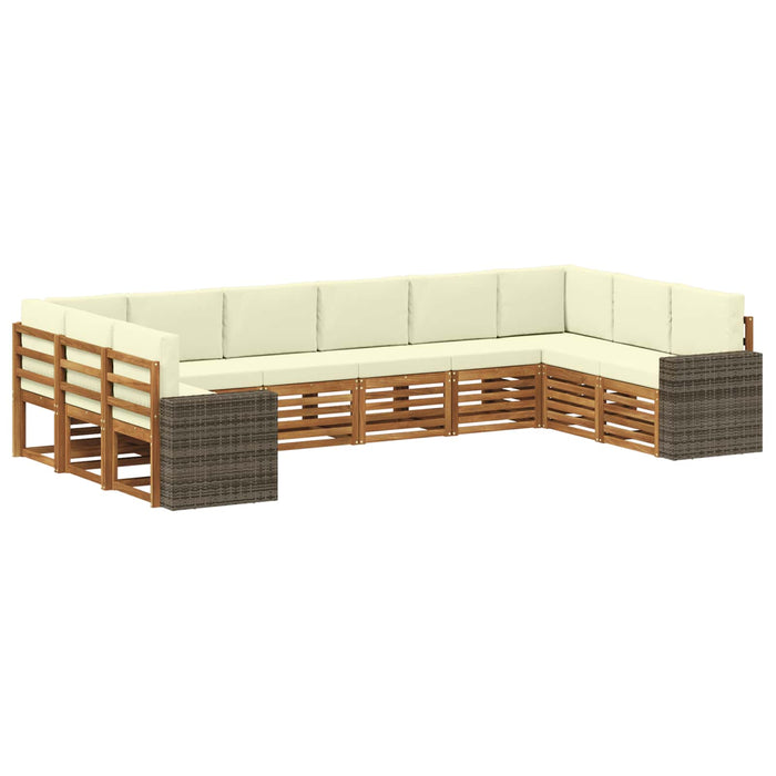 Set de canapele de exterior 10 pcs Natural și Crem Poliester WALTI