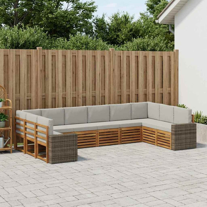 Set de canapele de exterior 10 pcs Natural și gri deschis WALTI
