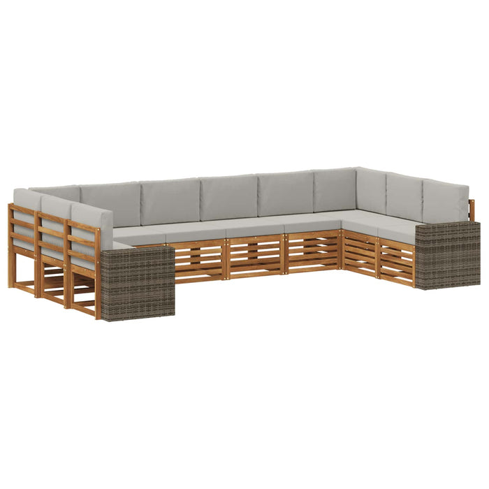 Set de canapele de exterior 10 pcs Natural și gri deschis WALTI