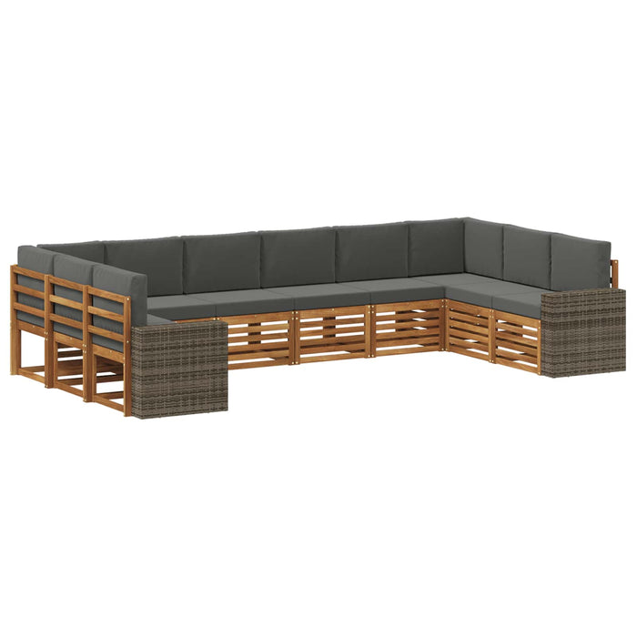 Set de canapele de exterior cu pernă 10 pcs Natural și Antracit WALTI
