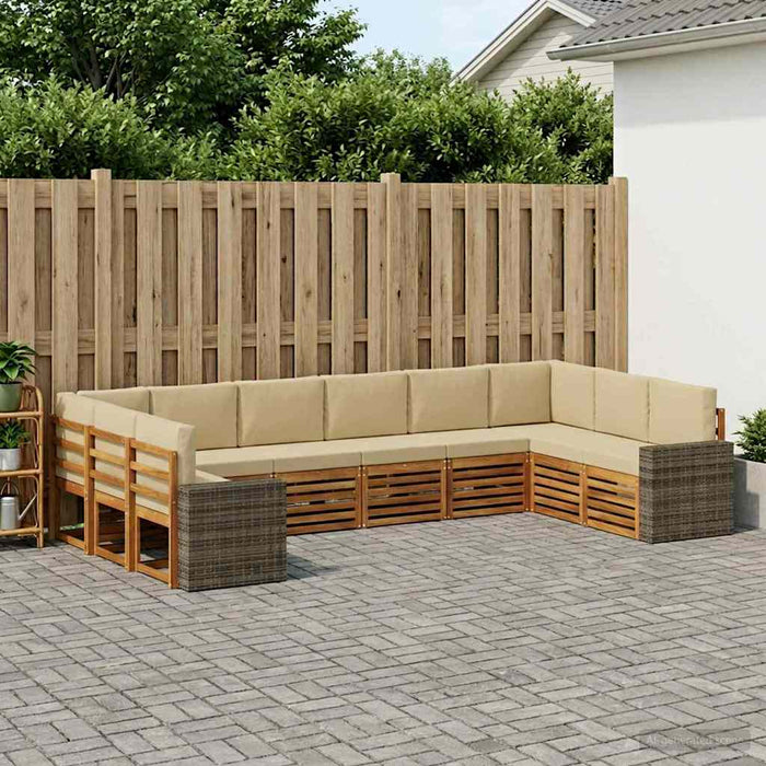Set de canapele de exterior 10 pcs Natural și Bej Poliester WALTI