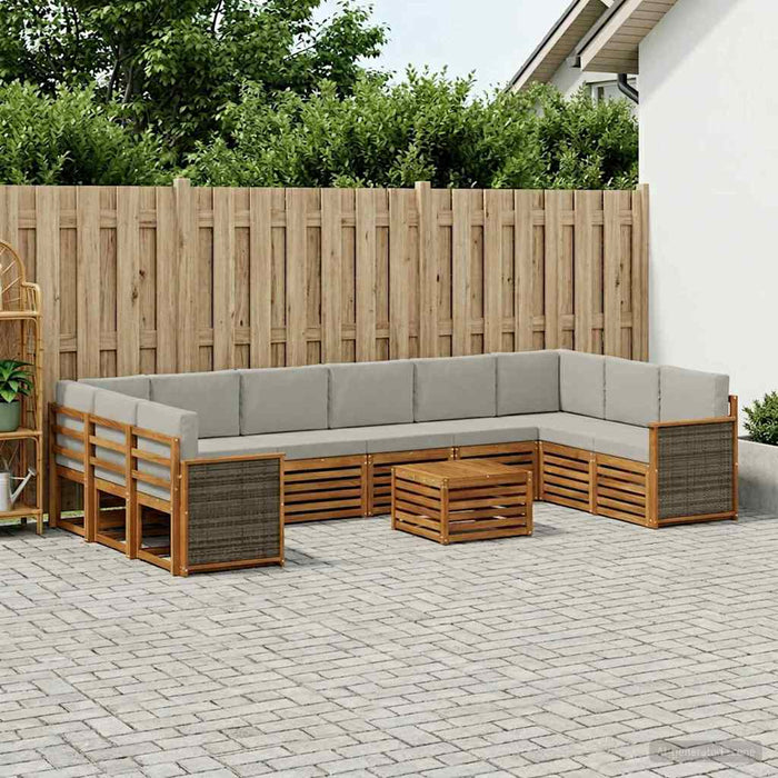 Set de canapele de exterior 8 pcs Natural și gri deschis WALTI