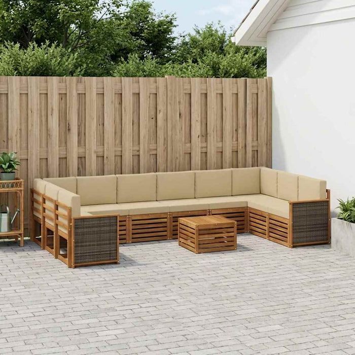 Set de canapele de exterior cu pernă 8 pcs natural WALTI
