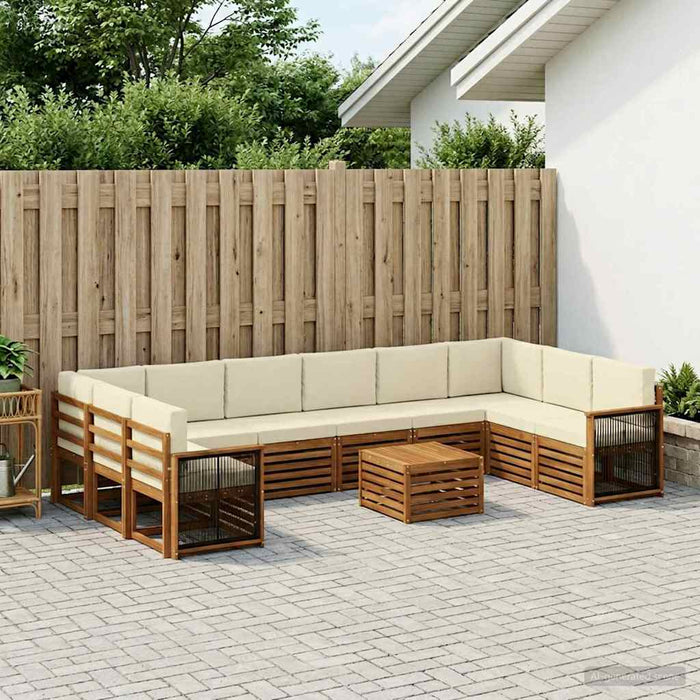Set de canapele de exterior cu pernă 8 pcs Natural și Crem WALTI