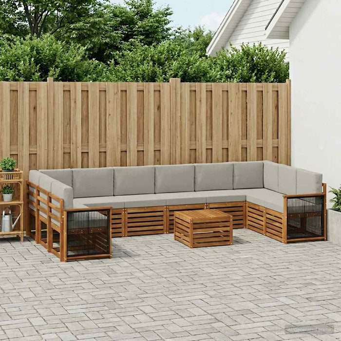 Set de canapele de exterior 8 pcs Natural și gri deschis WALTI