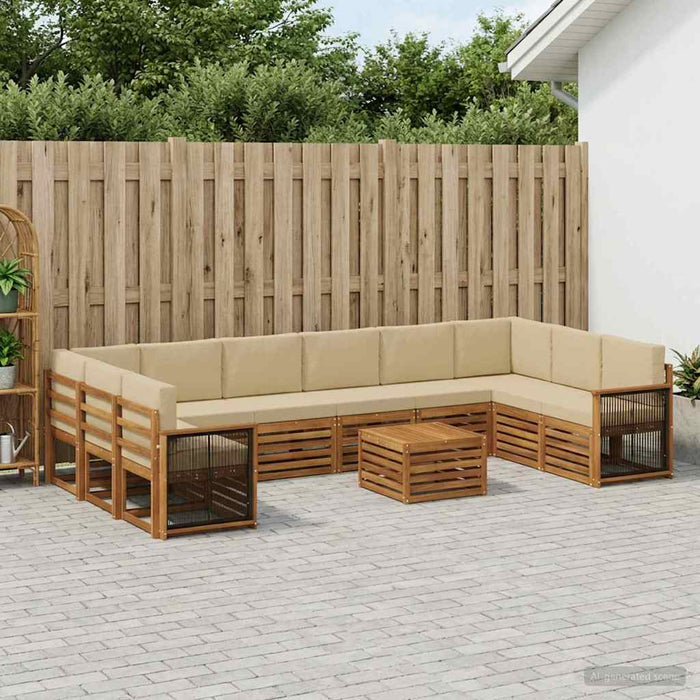 Set de canapele de exterior cu pernă 8 pcs natural WALTI