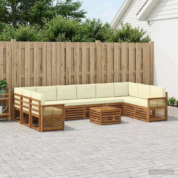 Set de canapele de exterior cu pernă 8 pcs Natural și Crem WALTI