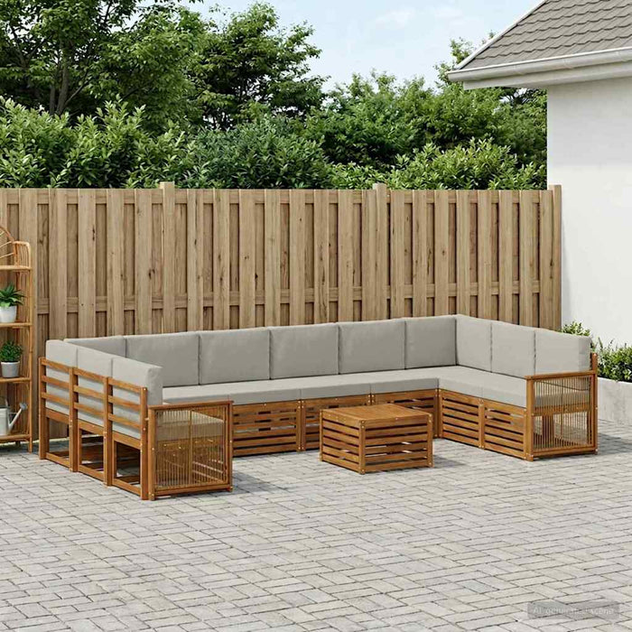 Set de canapele de exterior 8 pcs Natural și gri deschis WALTI