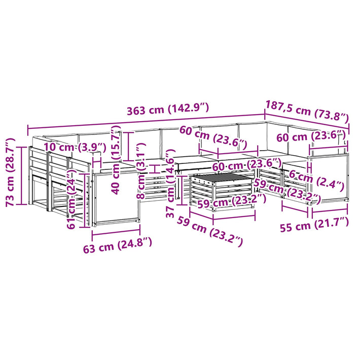 Set de canapele de exterior cu pernă 8 pcs Natural și Antracit WALTI