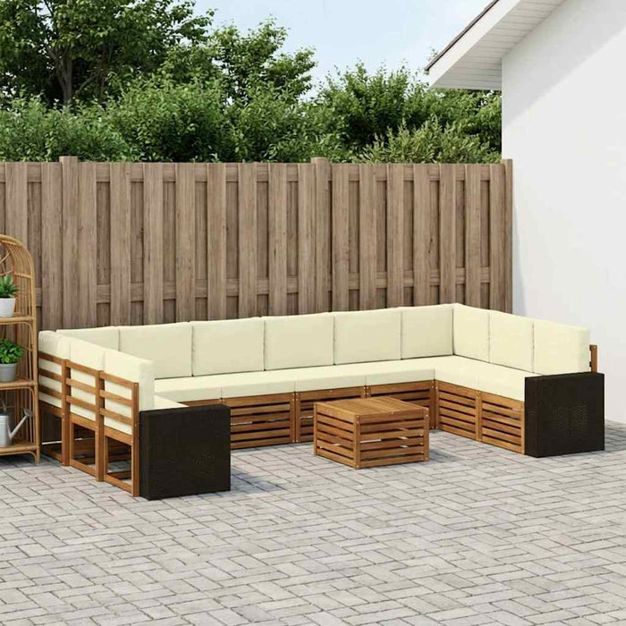 Set de canapele de exterior 11 pcs Natural și Crem Poliester WALTI