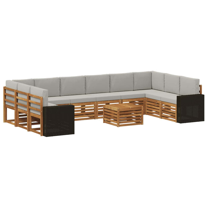 Set de canapele de exterior 11 pcs Natural și gri deschis WALTI