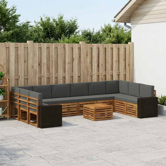 Set de canapele de exterior cu pernă 11 pcs Natural și Antracit WALTI