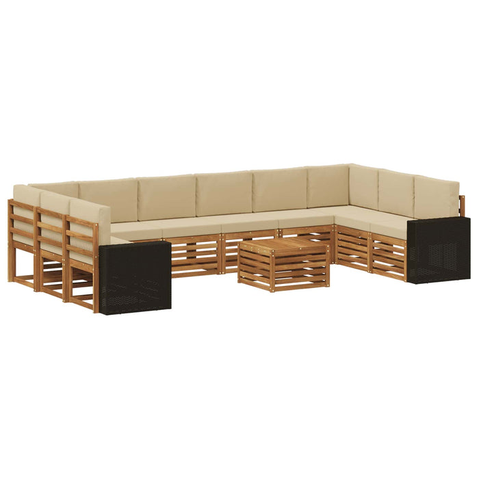 Set de canapele de exterior 11 pcs Natural și Bej Poliester WALTI