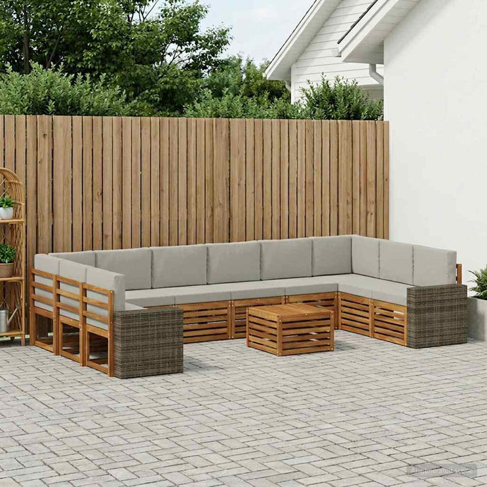 Set de canapele de exterior 11 pcs Natural și gri deschis WALTI