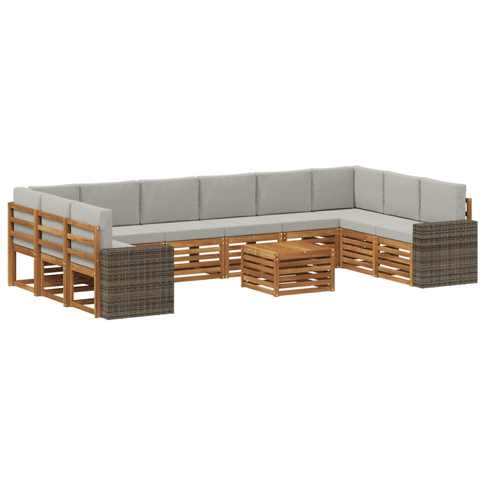 Set de canapele de exterior 11 pcs Natural și gri deschis WALTI