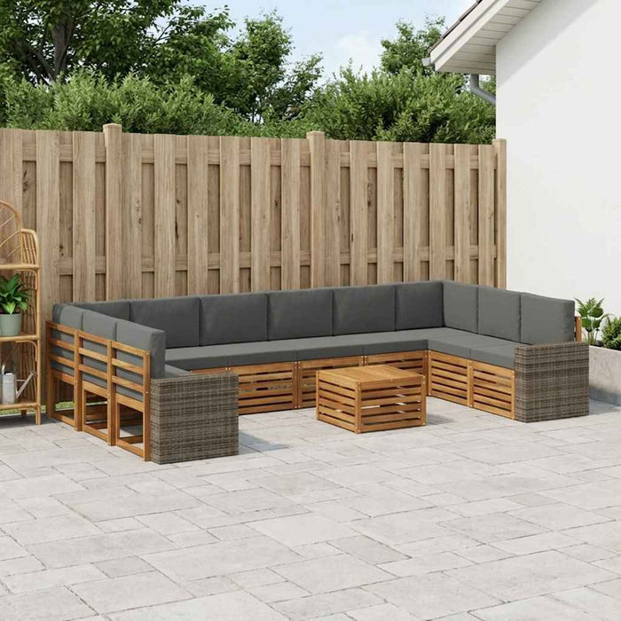 Set de canapele de exterior cu pernă 11 pcs Natural și Antracit WALTI