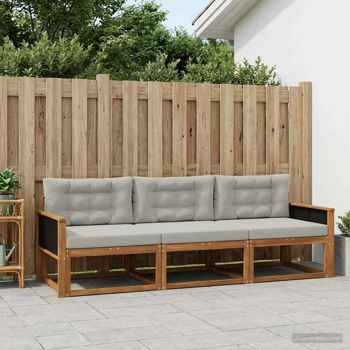 Set de canapele de exterior 3 pcs Natural și Gri deschis WALTI