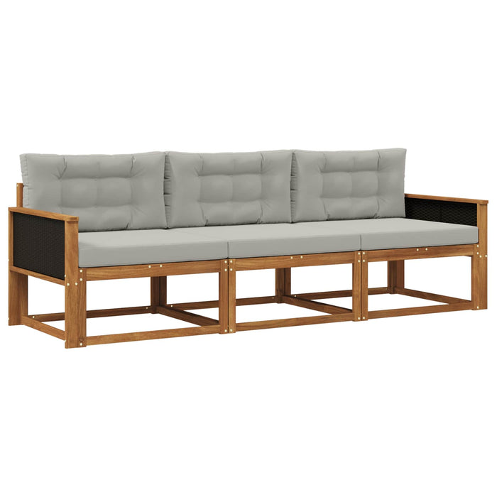 Set de canapele de exterior 3 pcs Natural și Gri deschis WALTI