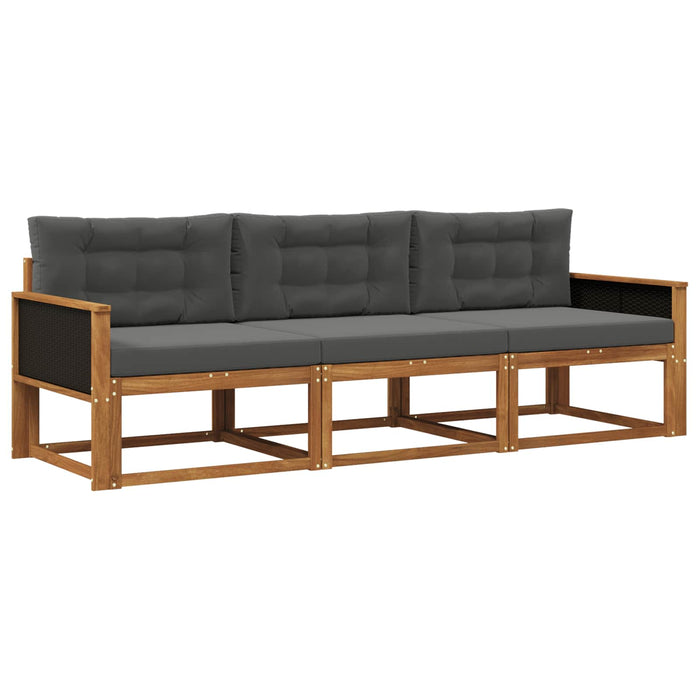 Set de canapele de exterior cu pernă 3 pcs Natural și Antracit WALTI